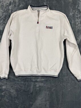 Carnival White 1/4 Zip Sweatshirt S/M Unisex Cotton Blend Embroidered Logo